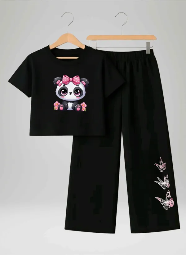 Pink_Printed_T-Shirt_And_Black_Pants_Set_For_Girls