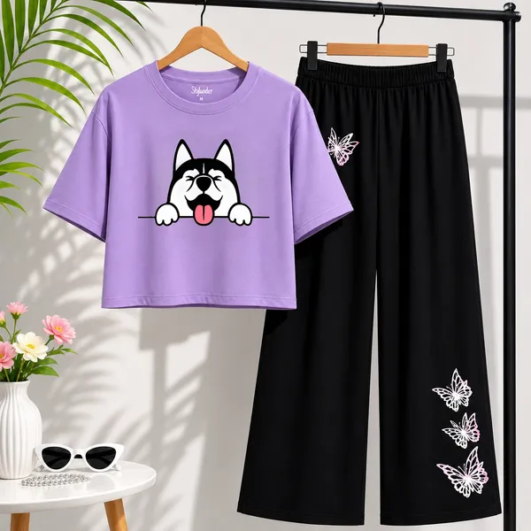 Black_Printed_Crop_Top_And_Wide_Leg_Pants_Set_for_girl