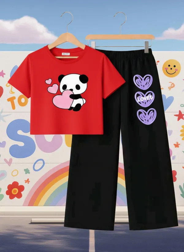 Lavender_Cotton_Relaxed_Fit_Graphic_T-Shirt_And_Straight_Pants_Set_For_Girls