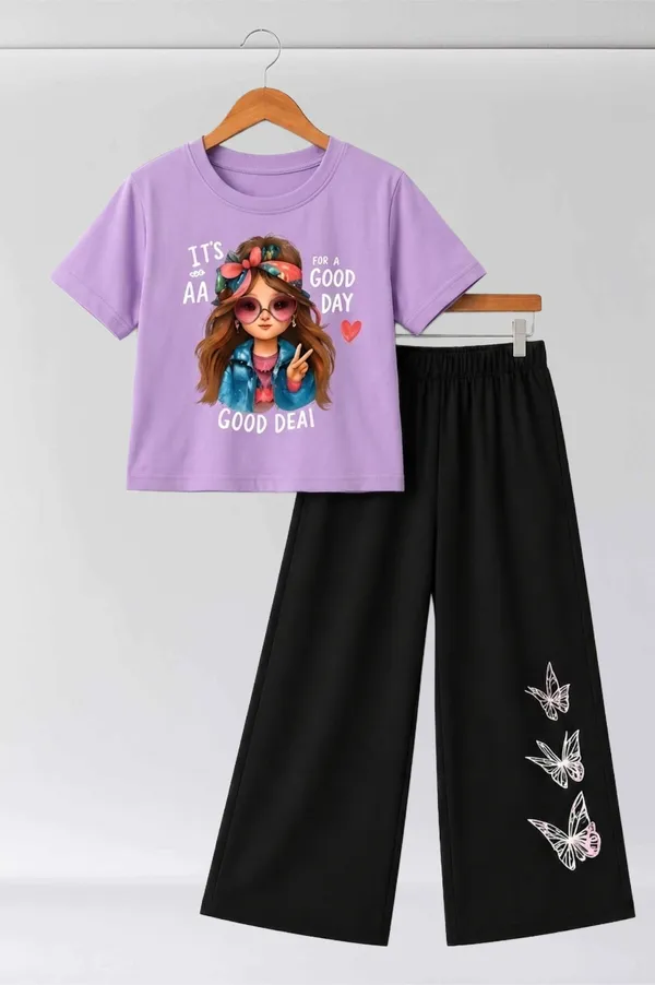 Purple_Graphic_T-Shirt_And_Black_Wide-Leg_Pants_Set_for_Girls