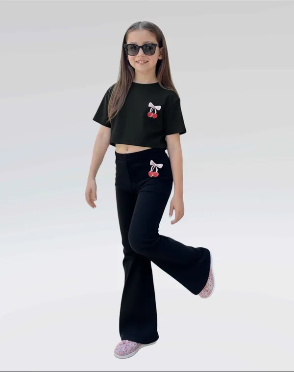 Black_Crop_Top_And_Flared_Pants_Set_For_Girls