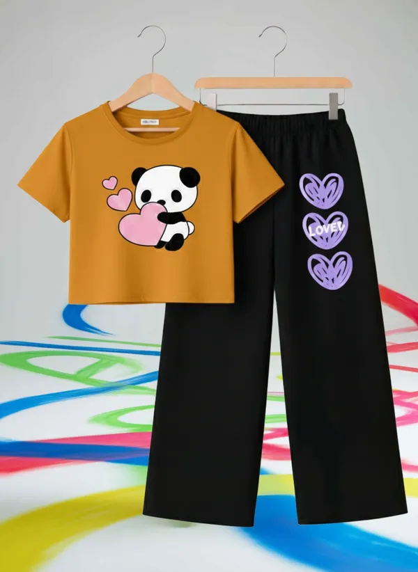 Lavender_Graphic_T-Shirt_And_Black_Pants_Set_For_Girls