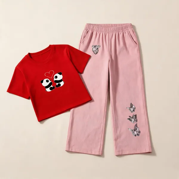 Red_Cotton_Relaxed_Panda_Print_Crop_Top_And_Pink_Wide-Leg_Pants_Co-Ord_Set_For_Girls