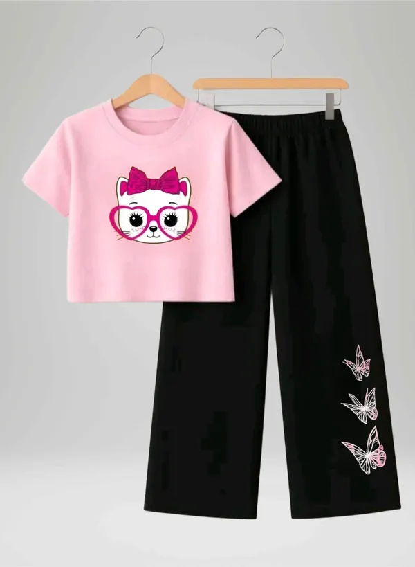 Pink_Printed_T-Shirt_And_Black_Pants_Set_For_Girls
