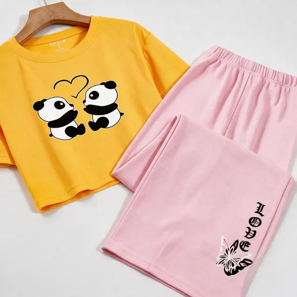 Mustard_Cotton_Graphic_Crop_Top_And_Pink_Wide-Leg_Pants_Co-Ord_Set_For_Girls