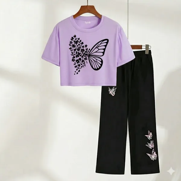 Lavender_And_Black_Butterfly_Print_Crop_Top_And_Palazzo_Set_for_girl