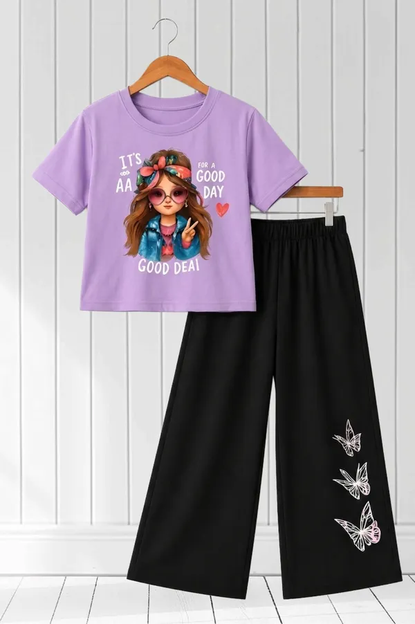 Purple_Graphic_T-Shirt_And_Black_Wide-Leg_Pants_Set_for_Girls