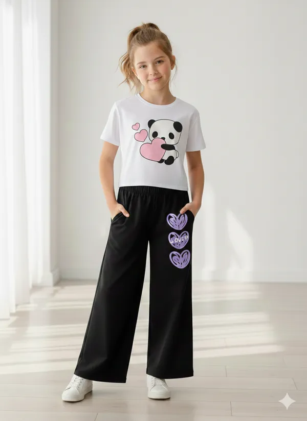 Pink_Cotton_Relaxed_Fit_Panda_Graphic_Top_Wide_Leg_Pants_Set_For_Girls