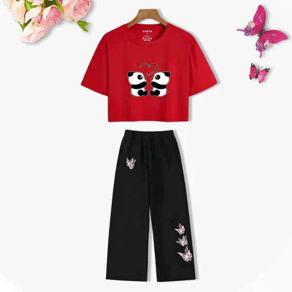 Red_Printed_Crop_Top_And_Black_Wide_Leg_Pants_Set_for_girl