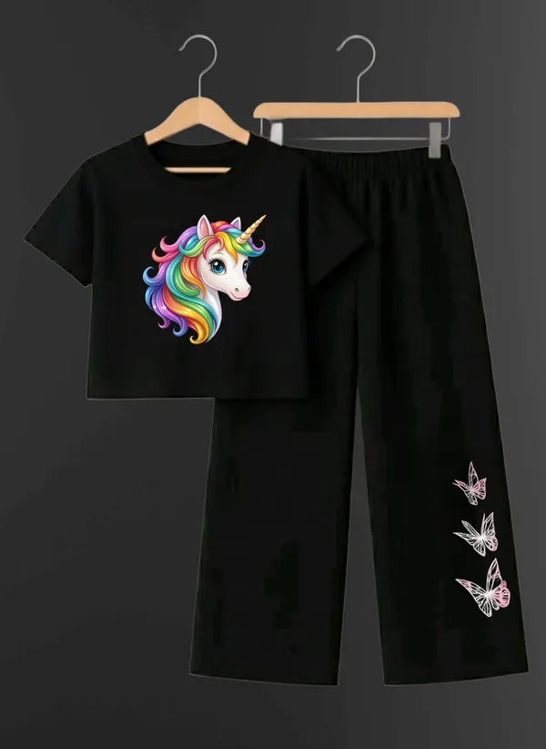 Pink_Printed_T-Shirt_And_Black_Pants_Set_For_Girls