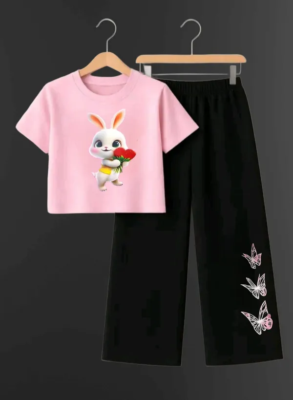 Pink_Printed_T-Shirt_And_Black_Pants_Set_For_Girls