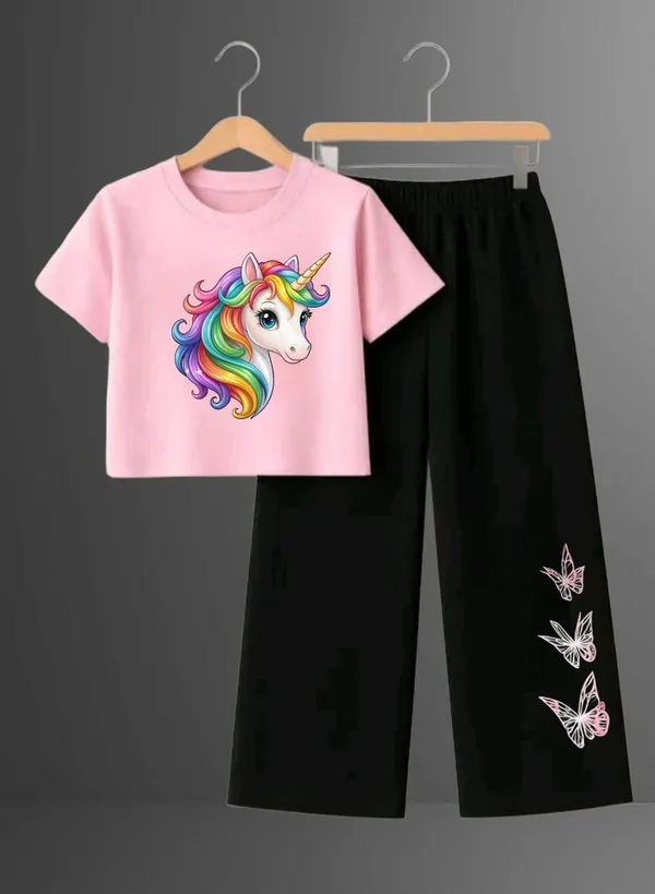 Pink_Printed_T-Shirt_And_Black_Pants_Set_For_Girls