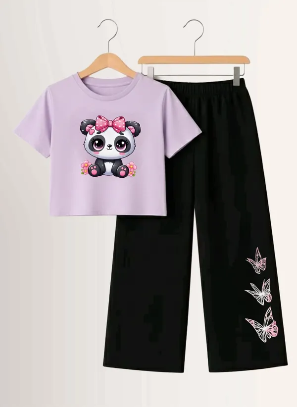 Lavender_Panda_Print_T-Shirt_And_Pants_Set_for_Girls