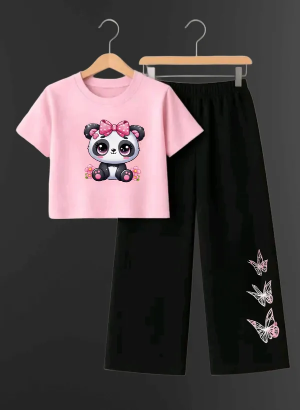 Pink_Printed_T-Shirt_And_Black_Pants_Set_For_Girls