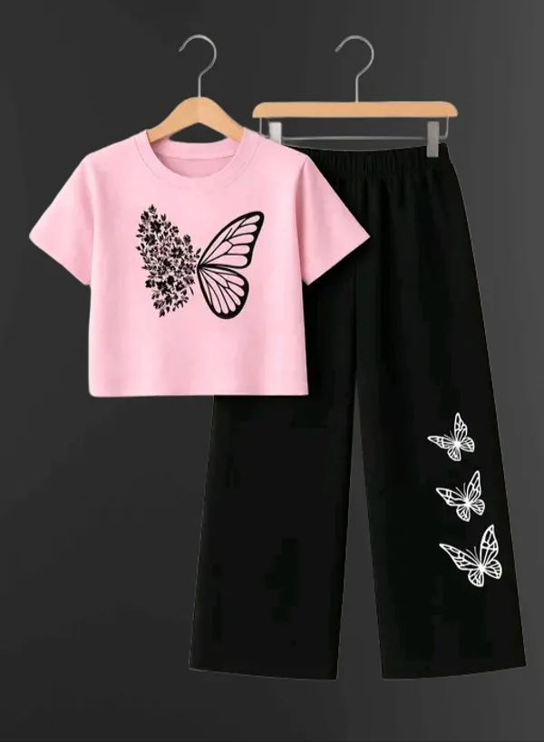 Pink_Short_Sleeve_Butterfly_Print_Set_for_Girls