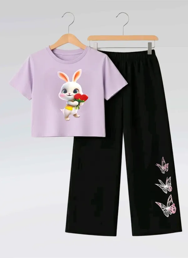 Pink_Printed_T-Shirt_And_Black_Pants_Set_For_Girls