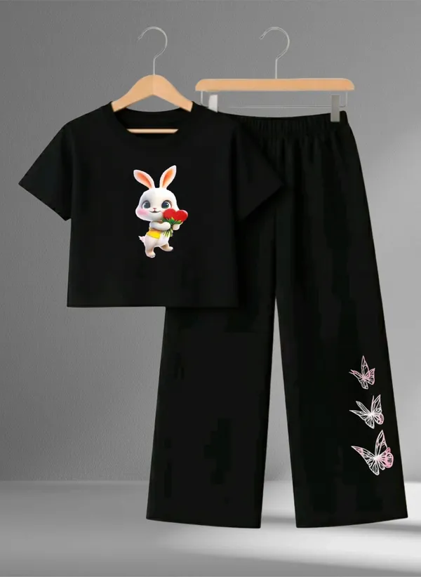 Pink_Printed_T-Shirt_And_Black_Pants_Set_For_Girls