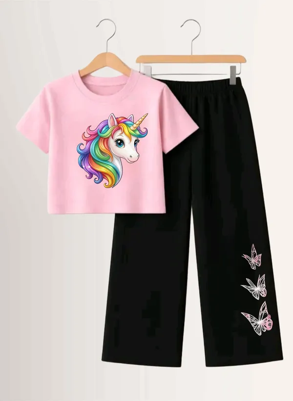 Pink_Printed_T-Shirt_And_Black_Pants_Set_For_Girls