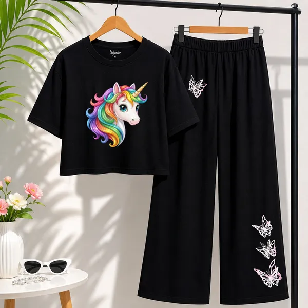 Black_Printed_Crop_Top_And_Wide_Leg_Pants_Set_for_girl