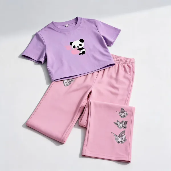 Lavender_Cotton_Graphic_Crop_Top_And_Pink_Wide-Leg_Pants_Co-Ord_Set_For_Girls