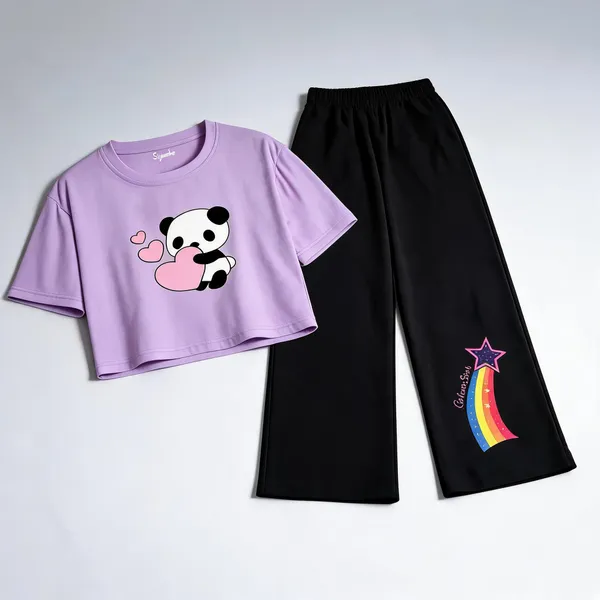 Lavender_Cotton_Relaxed_Printed_Crop_Top_And_Wide_Leg_Co_Ord_Set_For_Girls