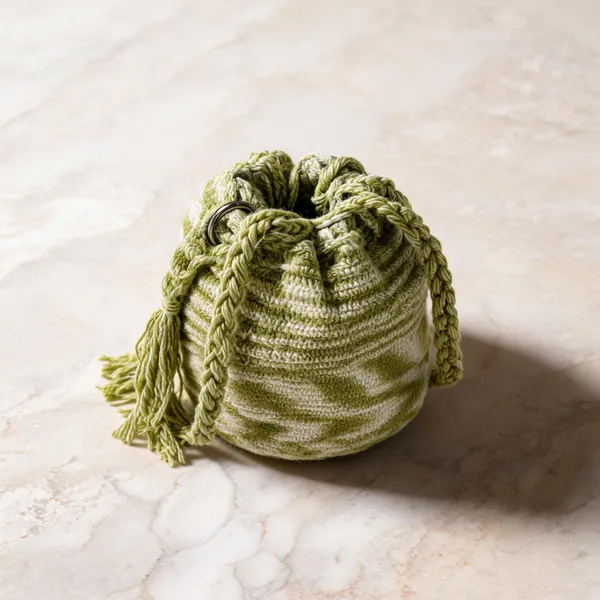 Olive_Crochet_Tassel_Drawstring_Potli_Bag_For_Women
