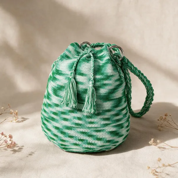 Green_Handcrafted_Tassel_Drawstring_Potli_Bag_For_Women