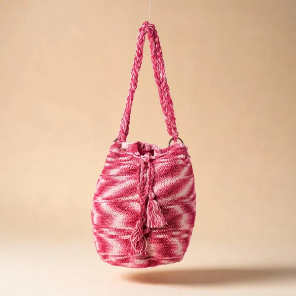 Rose_Pink_Crochet_Tassel_Potli_Bag_For_Women