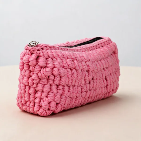 Rose_Pink_Yarn_Crochet_All_Purpose_Pouch_For_Unisex