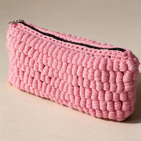 Rose_Pink_Yarn_Crochet_All_Purpose_Pouch_For_Unisex