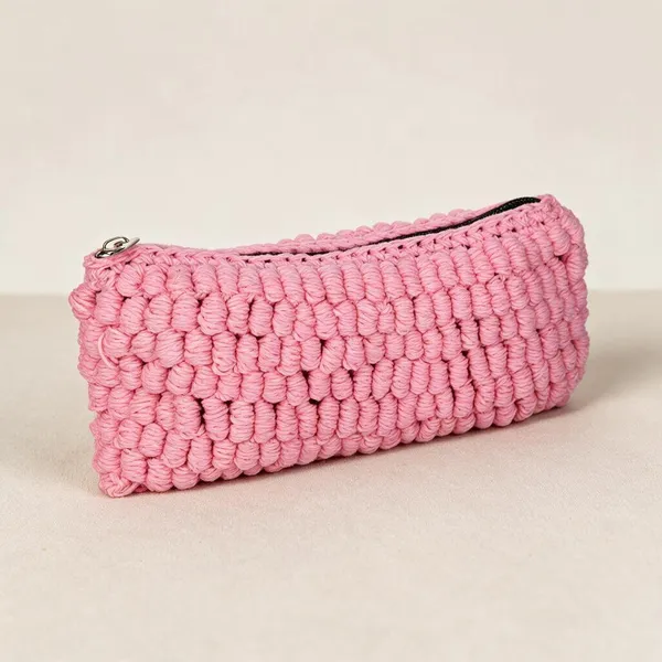Rose_Pink_Yarn_Crochet_All_Purpose_Pouch_For_Unisex