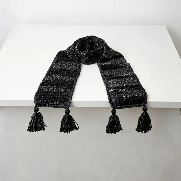 Charcoal_Black_Acro_Wool_Crochet_Scarf_For_Unisex