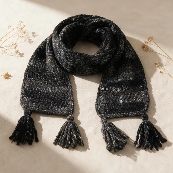 Charcoal_Black_Acro_Wool_Crochet_Scarf_For_Unisex