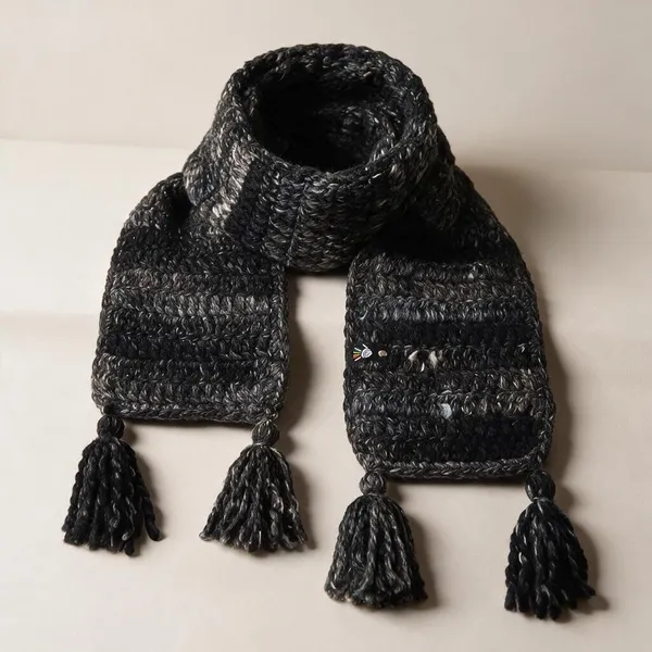 Charcoal_Black_Acro_Wool_Crochet_Scarf_For_Unisex