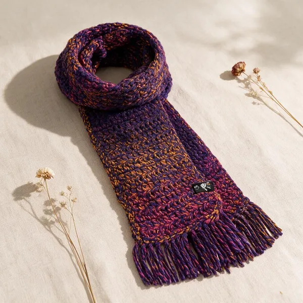 Purple_Yellow_Acro_Wool_Crochet_Scarf_For_Unisex