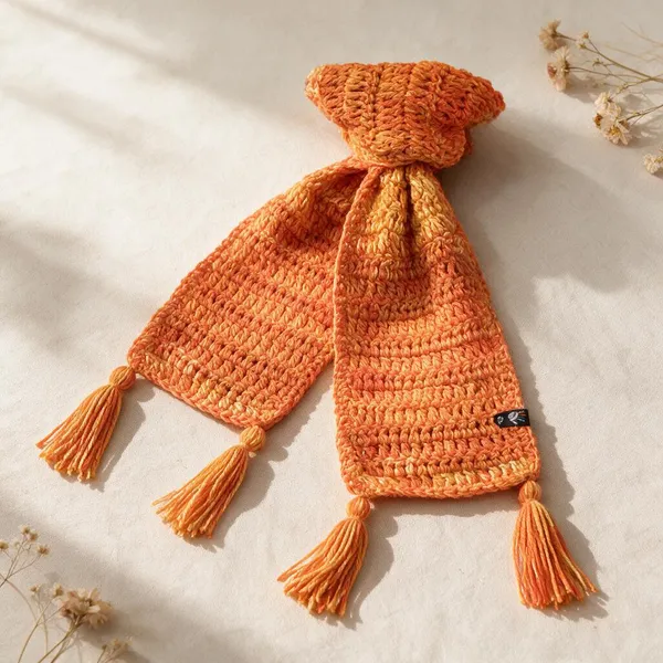 Orange_Acro_Wool_Crochet_Blend_Scarf_For_Men/Women