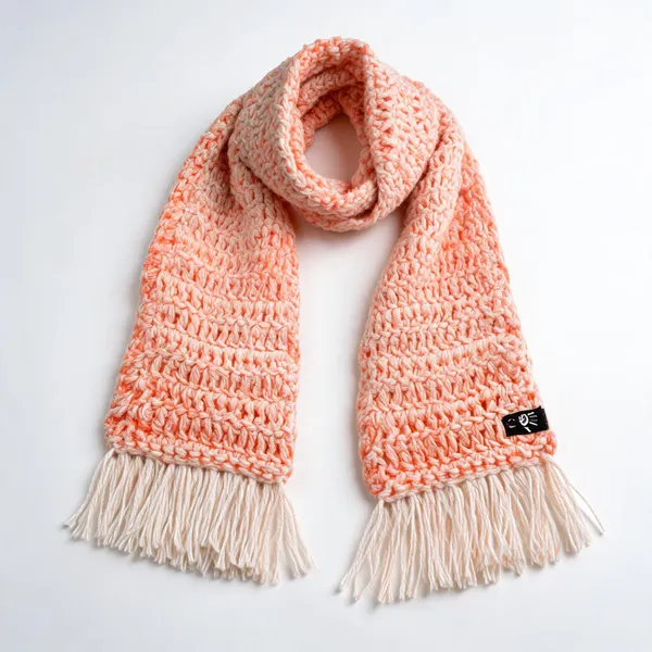 Peach_Acrylic_Wool_Crochet_Scarf_For_Men_Women