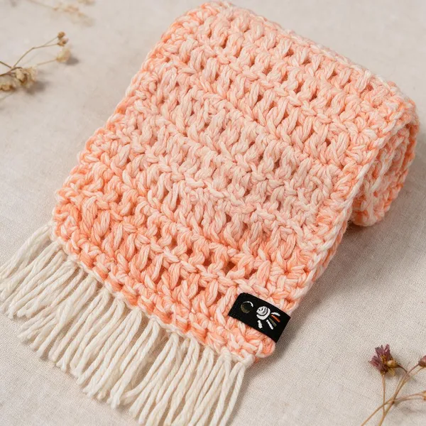 Peach_Acrylic_Wool_Crochet_Scarf_For_Men_Women