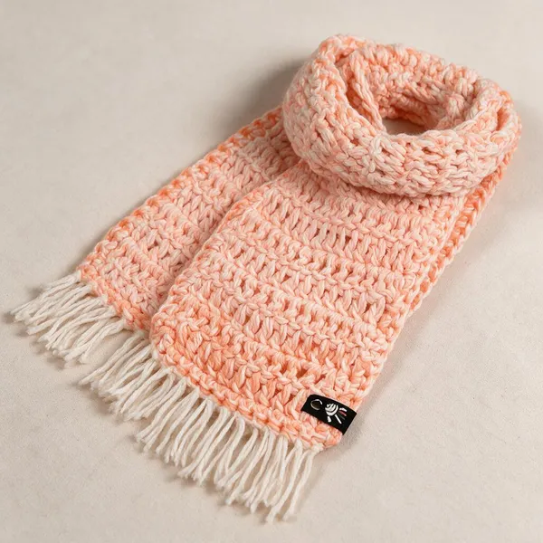 Peach_Acrylic_Wool_Crochet_Scarf_For_Men_Women