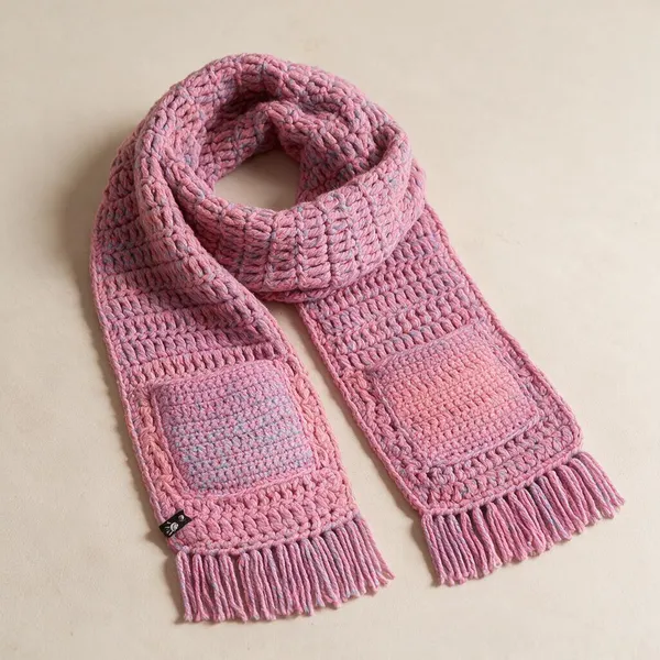Pink_Acro_Wool_Crochet_Ombre_Pocketed_Scarf_For_Unisex