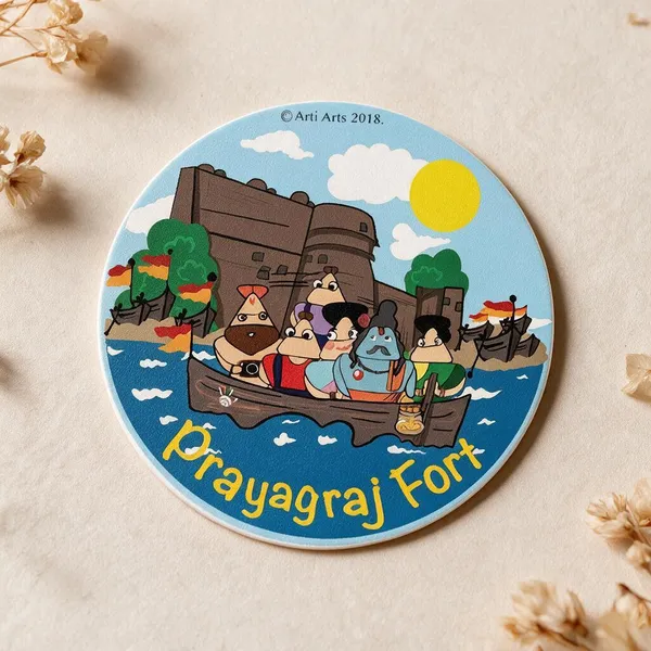 Kumbh_Mela_Prayagraj_Fort_Handcrafted_Fridge_Magnet_3_Inch