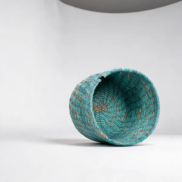 Canvas_Handcrafted_Solid_Blue_Plant_Holder