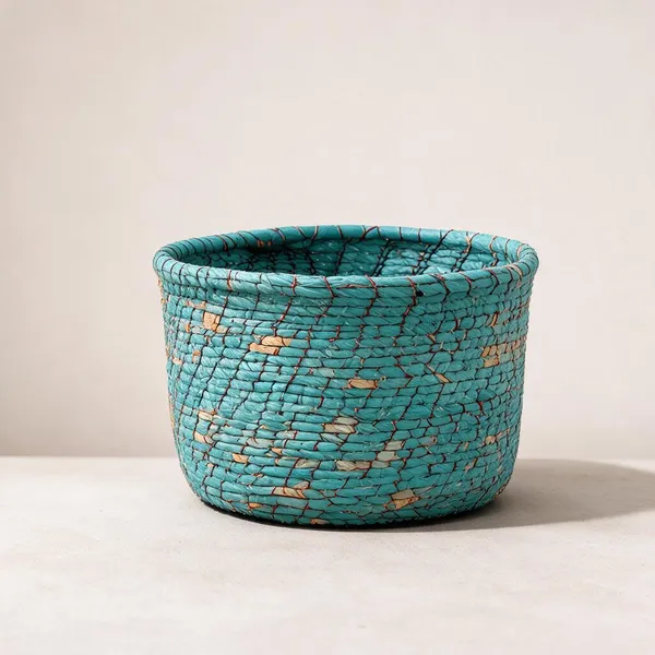 Canvas_Handcrafted_Solid_Blue_Plant_Holder