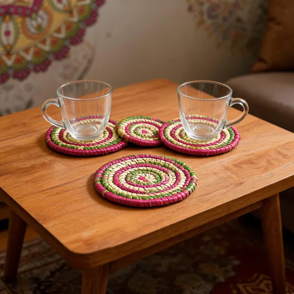 Grass_Fiber_Butterfly_Handcrafted_Multicolor_Coaster