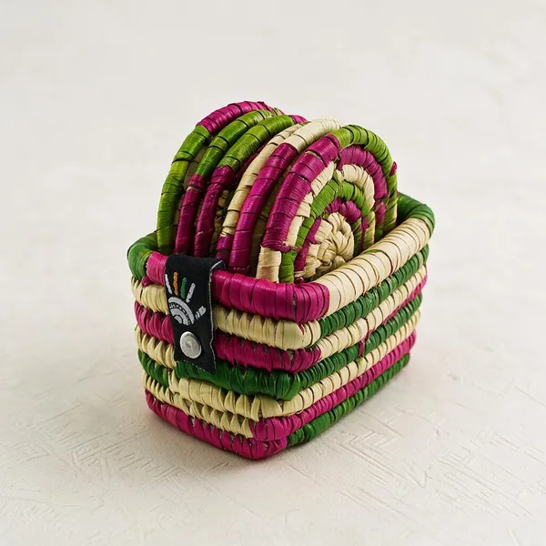 Grass_Fiber_Butterfly_Handcrafted_Multicolor_Coaster