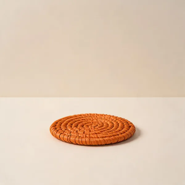 Grass_Fiber_Tangerine_Round_Coaster