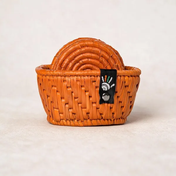 Grass_Fiber_Tangerine_Round_Coaster
