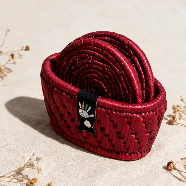 Grass_Fiber_Ruby_Handcrafted_Coaster