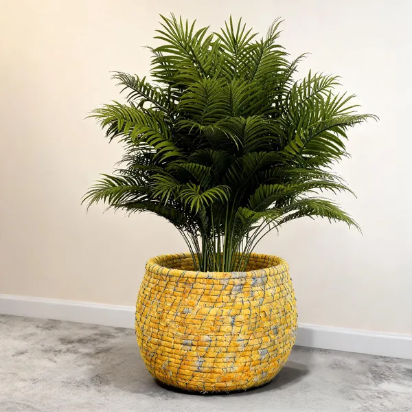 Fabric_Handcrafted_Yellow_Plant_Holder
