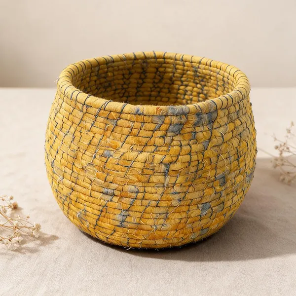 Fabric_Handcrafted_Yellow_Plant_Holder